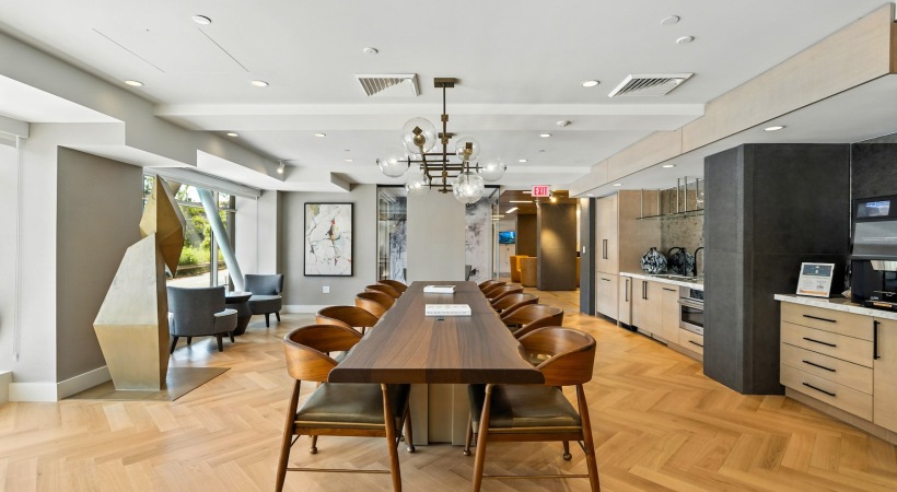 large table and well lit clubroom